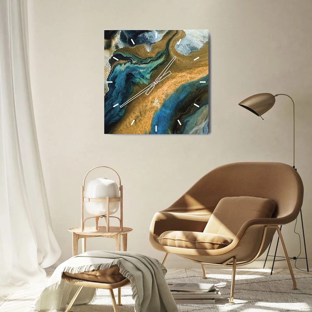 Falióra, Óra - Kék - sárga - kölcsönös hatások - 40x40 cm