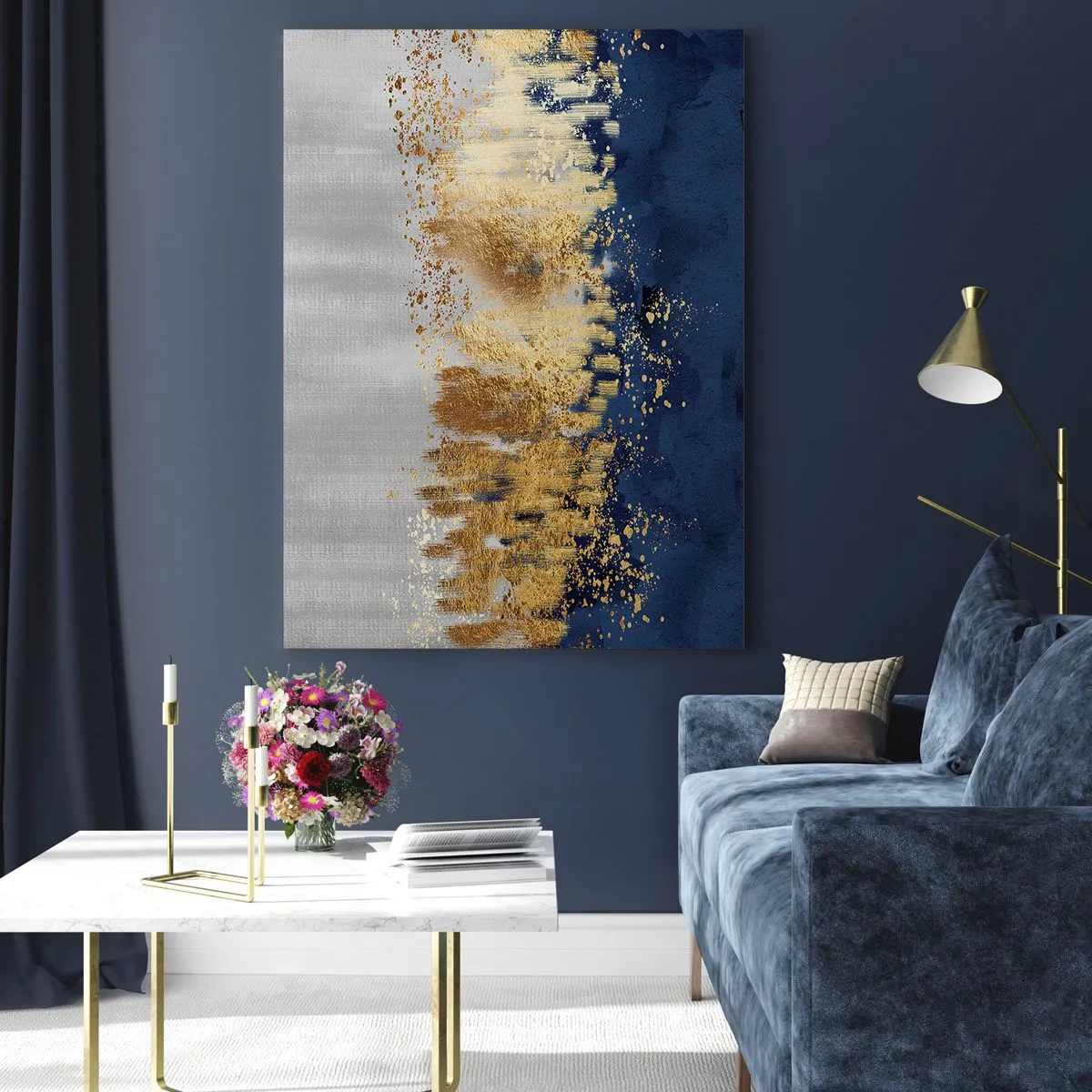 Üveg kép - Modern kompozíció csillogással - 50x70 cm