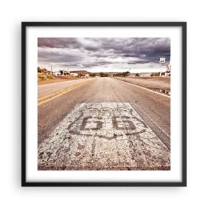 Poszter fehér keretben - Mother Road – amerikai legenda - 50x50 cm