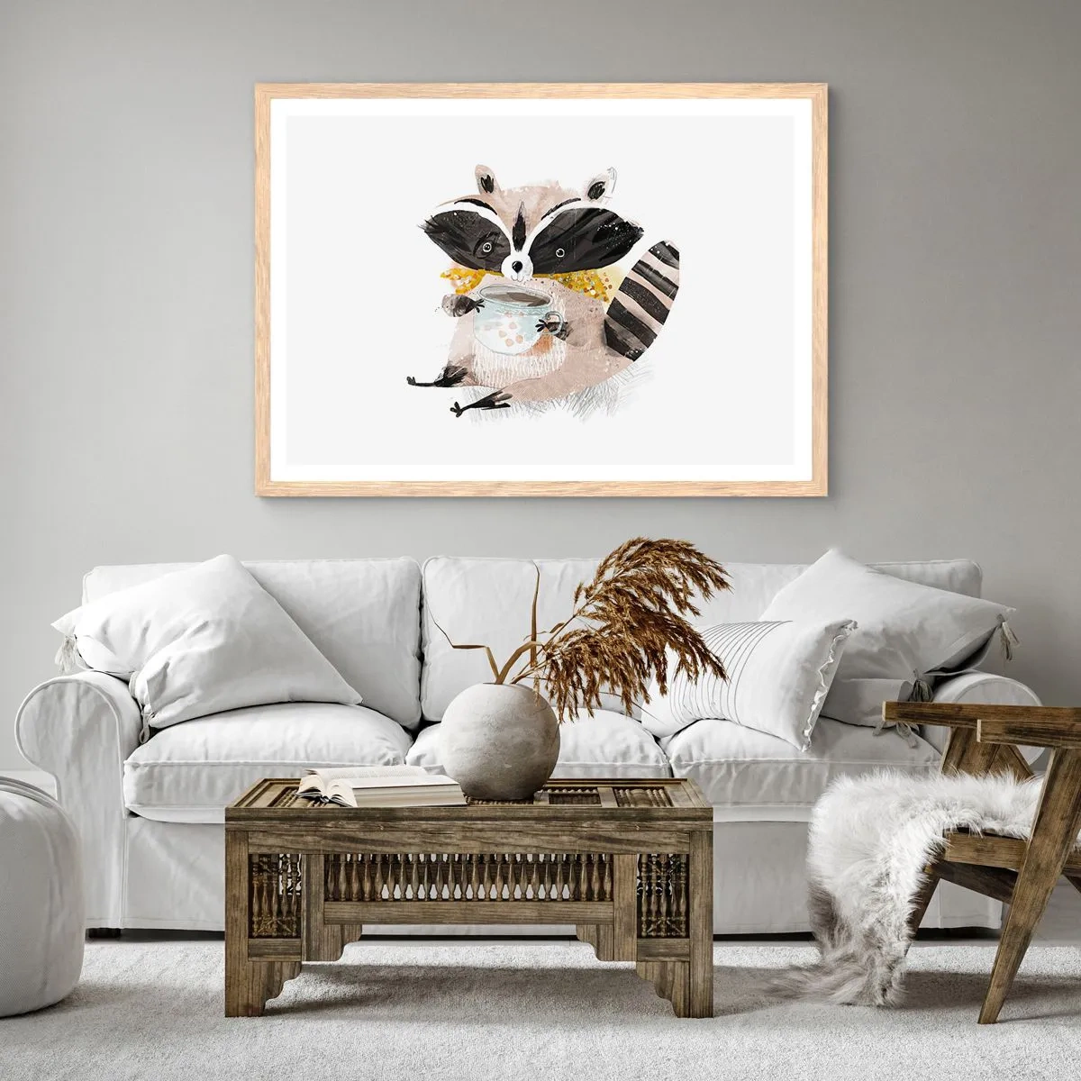 Poszter világos tölgy keretben - A barátom a mosómedve - 91x61 cm