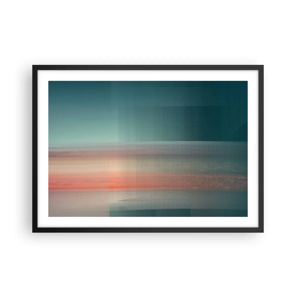 Poszter fehér keretben - Absztrakt: fényhullámok - 70x50 cm