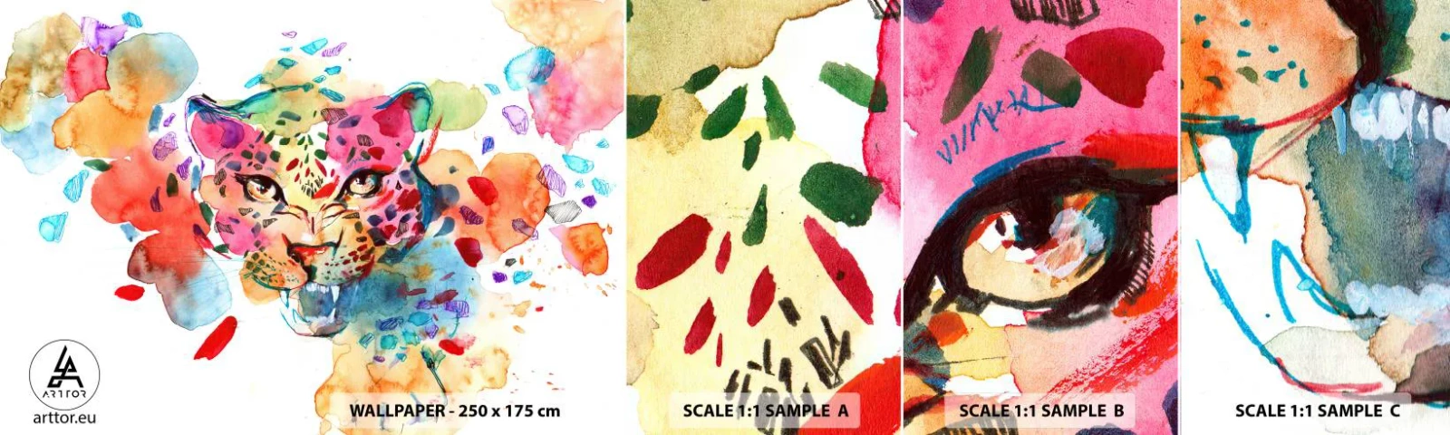 Fotótapéta Minta Standard Eco - Szépség és a szörny - Párduc, Állatok, Absztrakció - 100x30 cm