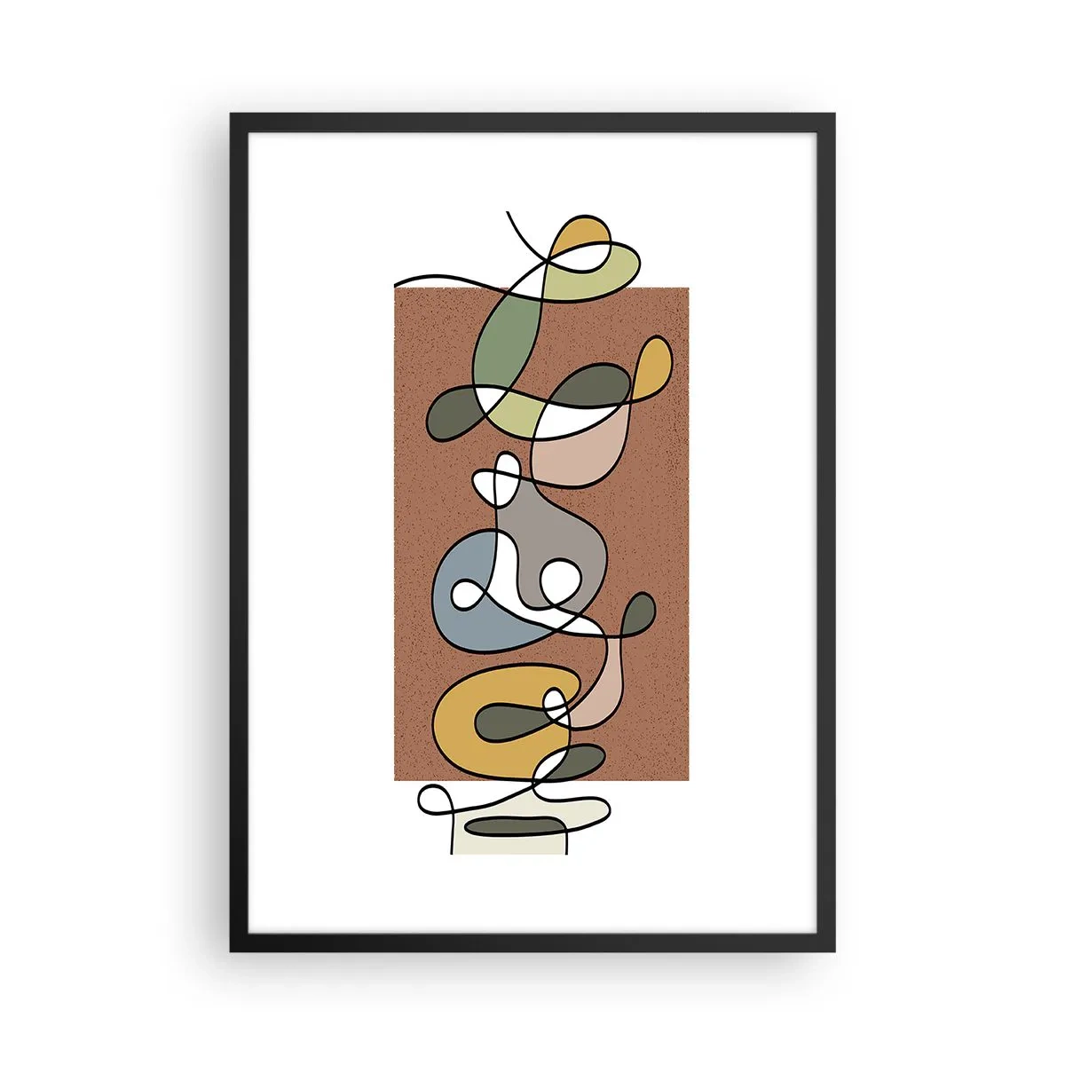 Poszter fehér keretben - Vonalak és színes formák absztrakt kompozíciója. - 50x70cm - Egy mosolyt érdemlő absztrakció - Modern fali dekoráció nappalihoz és hálószobához ARTTOR