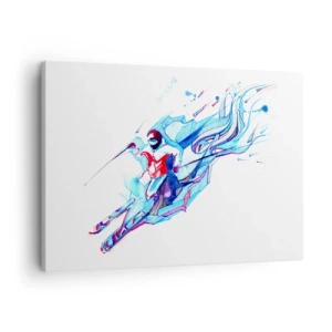 Vászonkép - Absztrakt lovas dinamikus színekben - 70x50cm - Őrült rohanás a boldogsághoz - Modern fali dekoráció nappalihoz és hálószobához ARTTOR