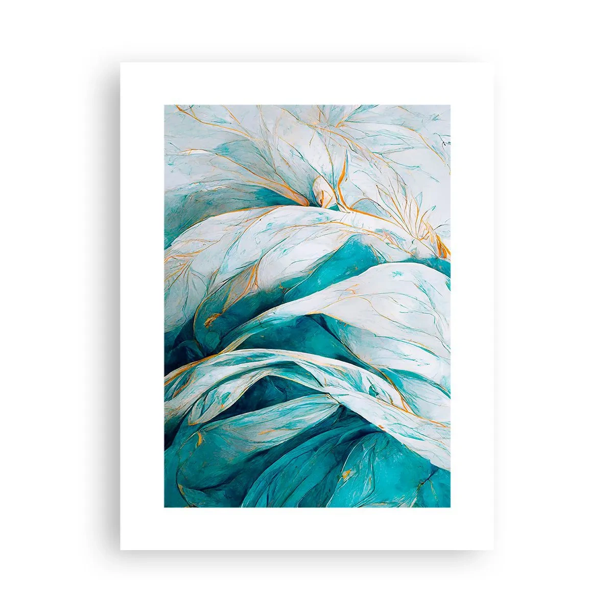 Poszter - Kék absztrakció arany motívummal - 30x40 cm