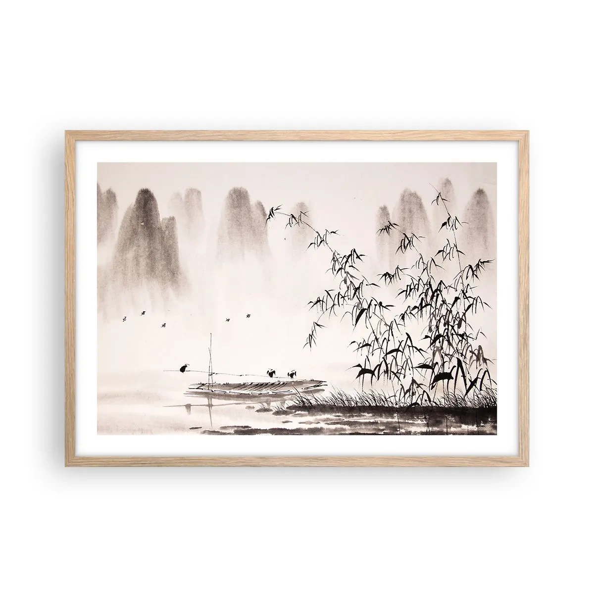 Poszter világos tölgy keretben - A rizsföldek csendje - 70x50 cm