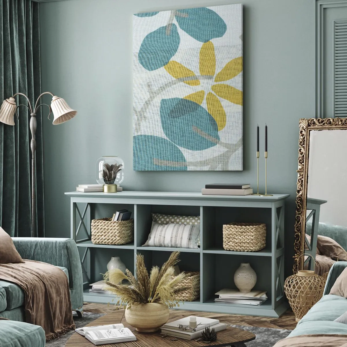 Vászonkép - Azúrkék levelek között - 70x100 cm