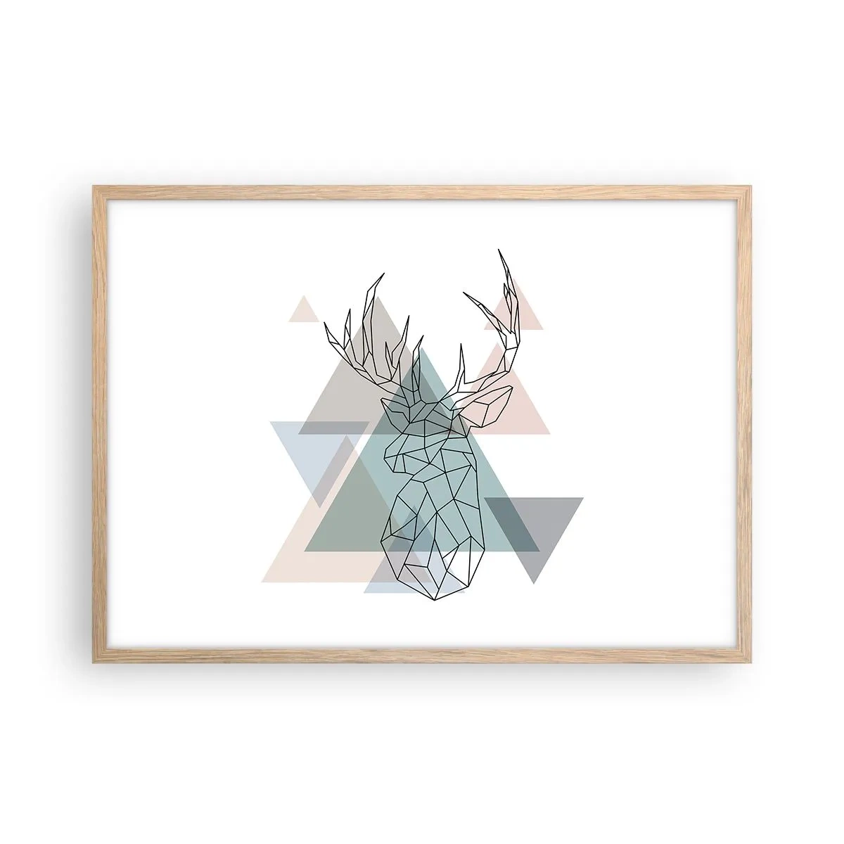 Poszter világos tölgy keretben - Egy geometrikus erdőben - 70x50 cm