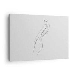 Vászonkép - Egy minimalista vonal, amely egy sziluettet mutat világos háttér előtt - 70x50cm - Csak egy ígéret - Modern fali dekoráció nappalihoz és hálószobához ARTTOR