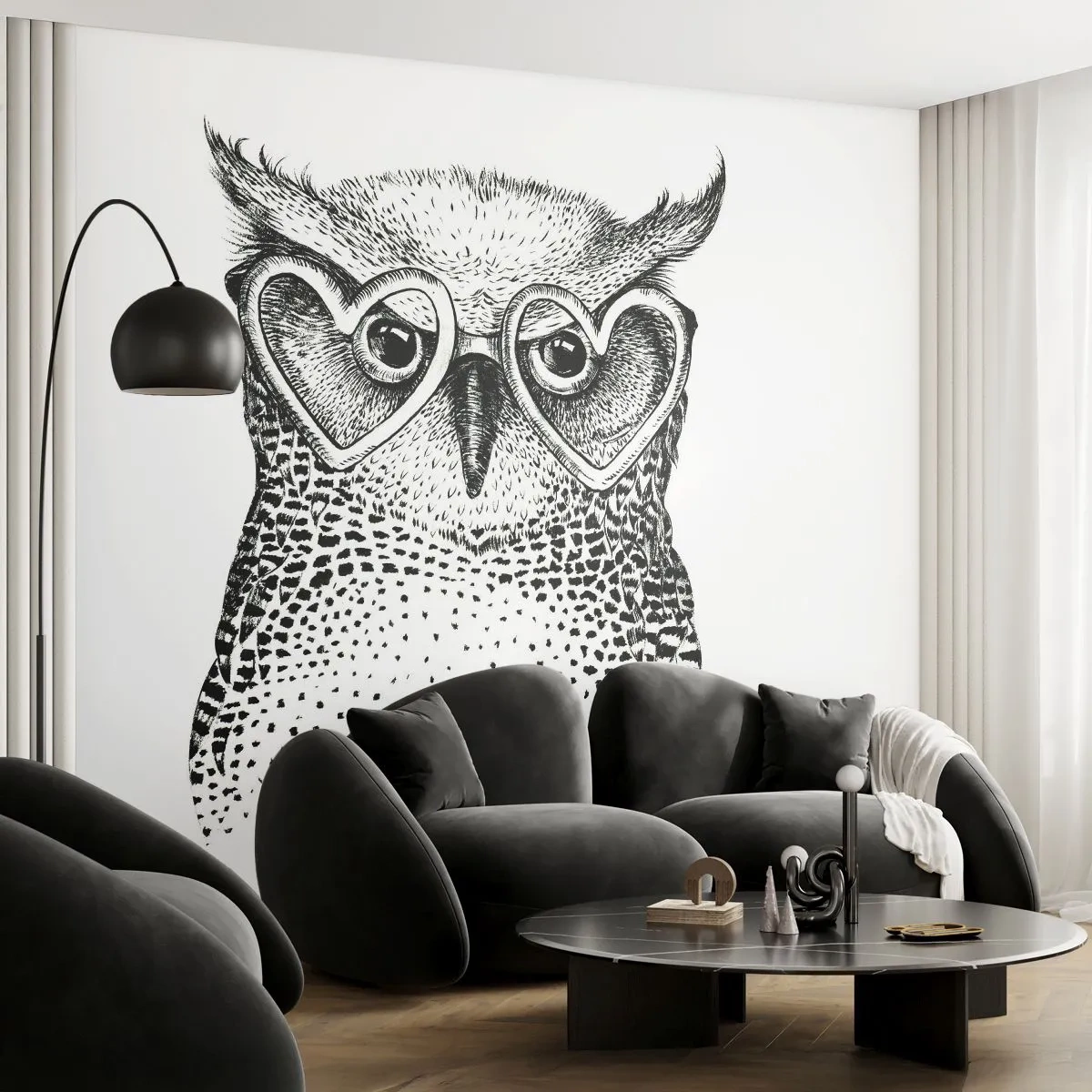Fotótapéta Premium Sand - Bölcsen és szeretettel - Bagoly, Gyerekeknek, Állatok - 100x70 cm