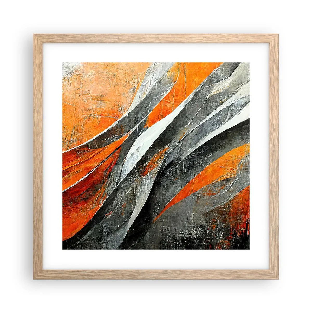 Poszter világos tölgy keretben - Hőség és hideg - 40x40 cm