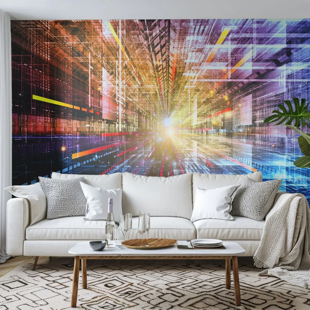 Fotótapéta Premium Sand - Fényes folyosó - Absztrakció, Grafika, 3D - 100x70 cm
