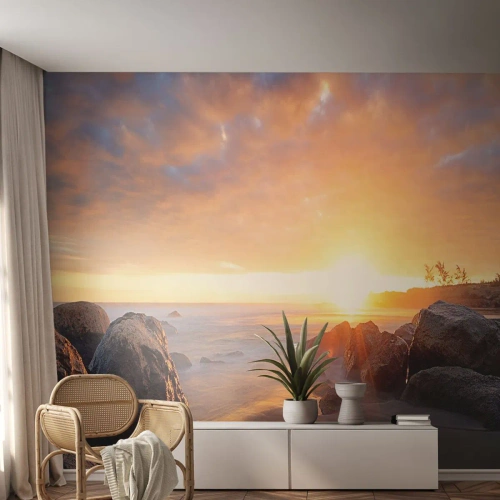 Fotótapéta Premium Sand - Ragyogó esti szellő - Tájkép, Tenger, Napkelte - 100x70 cm