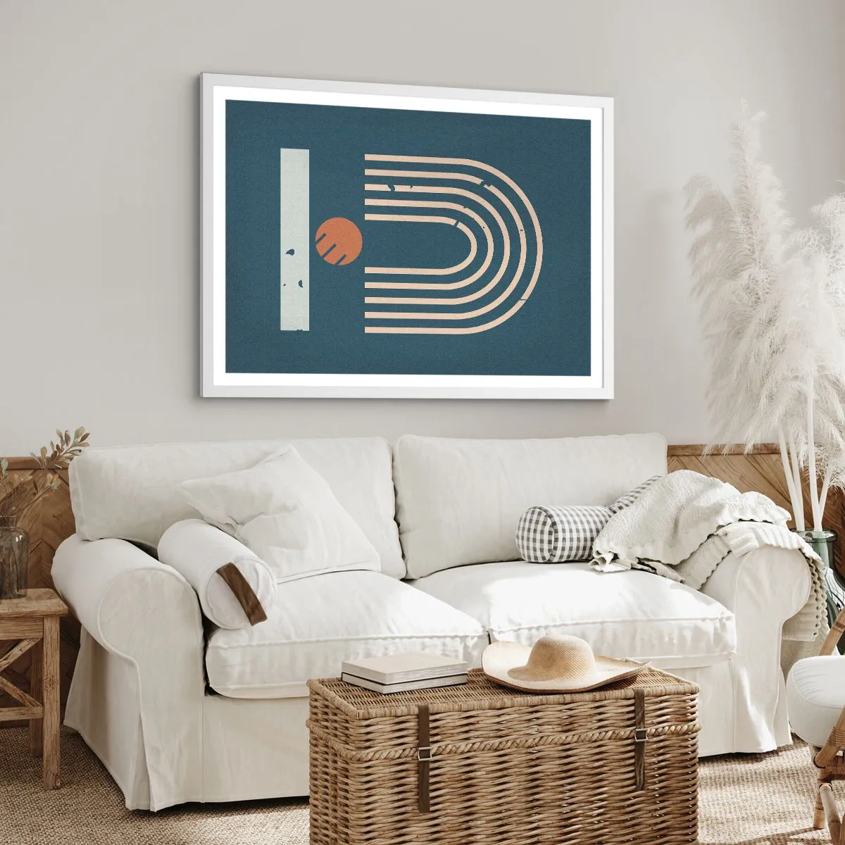 Poszter fekete keretben - Geometria sötétkék háttéren - 50x40 cm