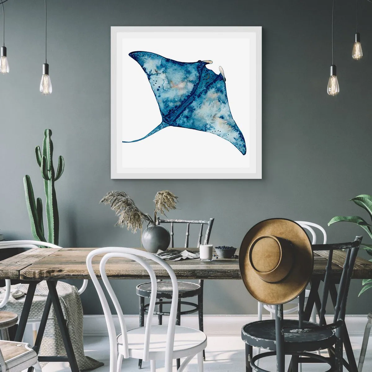 Poszter fekete keretben - Élet kékben - 60x60 cm