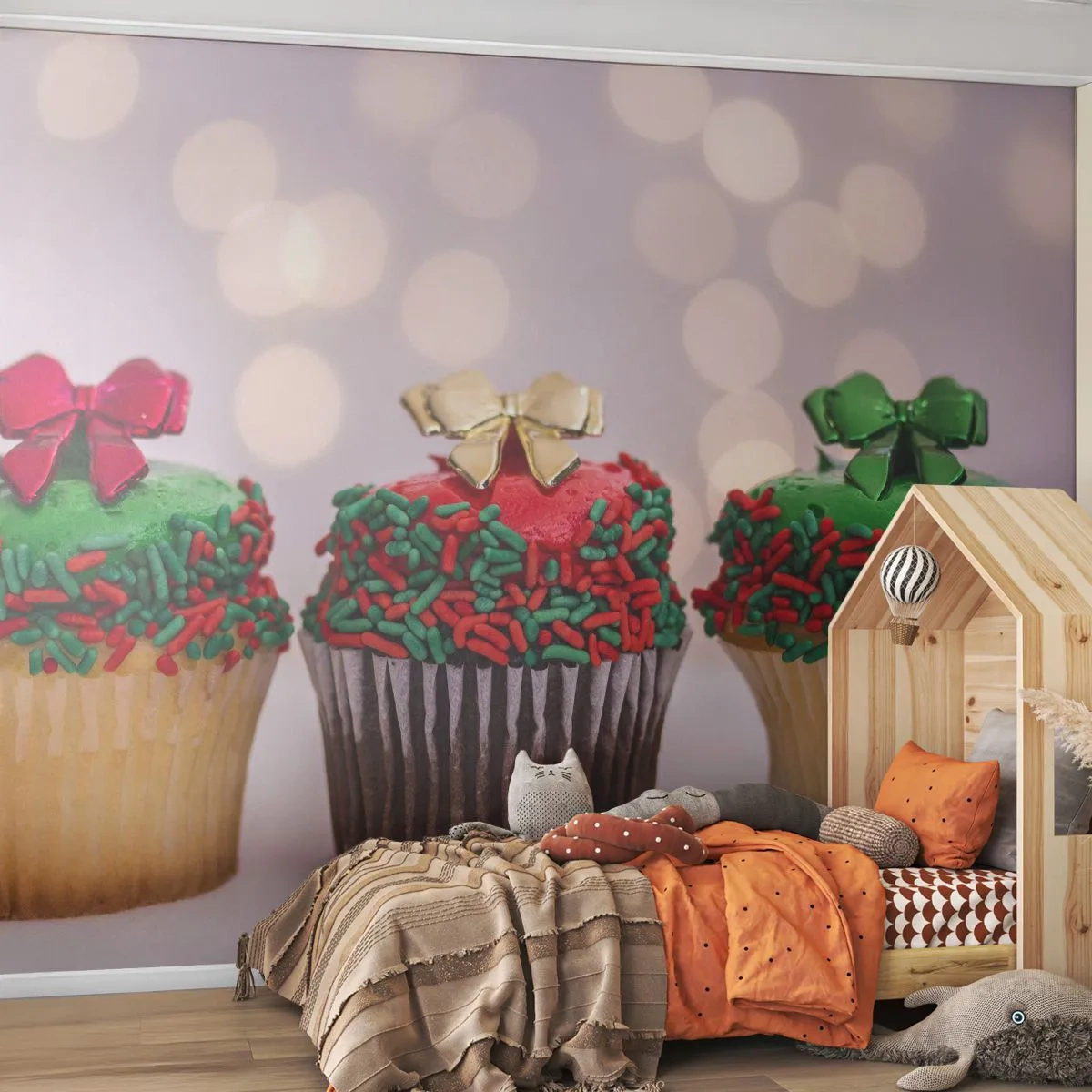 Fotótapéta Premium Sand - Édesség a kokárdáig - Gasztronómia, Cookie-k, Színes muffinok - 100x70 cm