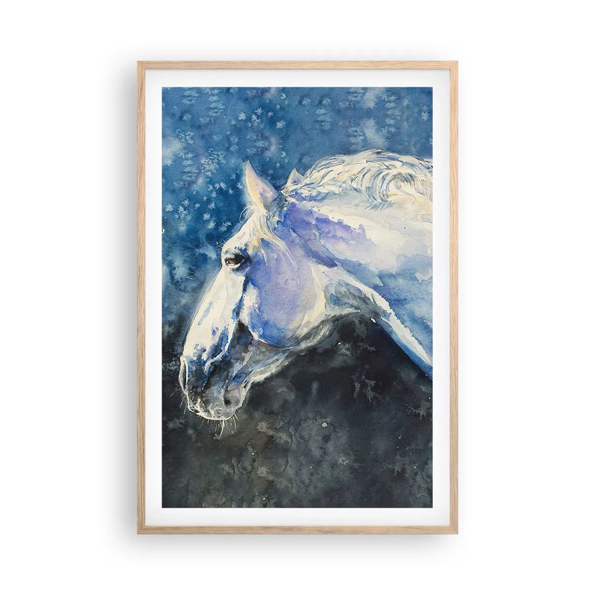 Poszter világos tölgy keretben - Portré kék fényben - 61x91 cm