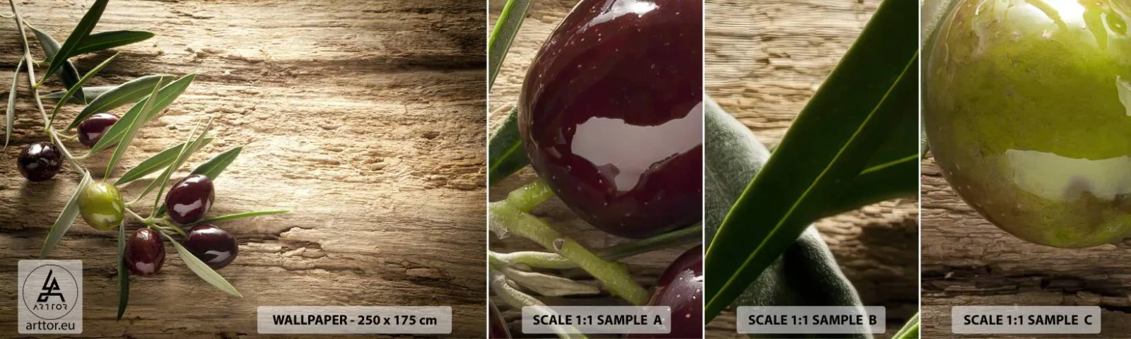 Fotótapéta Minta Standard Eco - Egyenesen a természetből - Olíva ág, Természet, Olajbogyó - 100x30 cm
