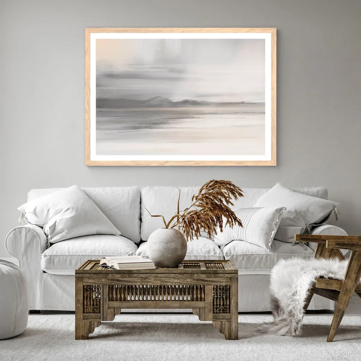 Poszter világos tölgy keretben - Gondolkodó távolság - 91x61 cm