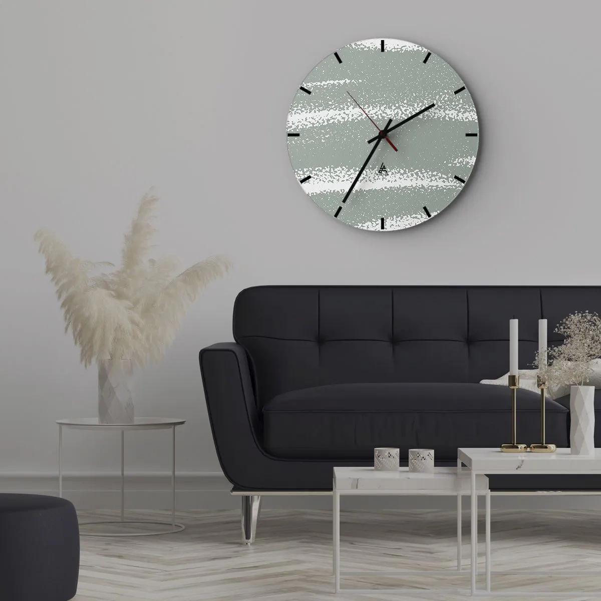 Falióra, Óra - Zöldes árnyalatú kopásokkal borított téli szerkezet - 30x30cm - Absztrakció téli hangulatban - Modern fali dekoráció nappalihoz, konyhához és hálószobához ARTTOR