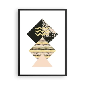 Poszter fehér keretben - Absztrakt geometrikus kompozíció finom színekben - 50x70cm - Nem olyan egyszerű - Modern fali dekoráció nappalihoz és hálószobához ARTTOR
