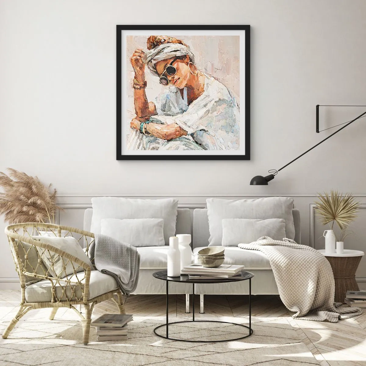 Poszter fehér keretben - Portré teljes napfényben - 40x40 cm