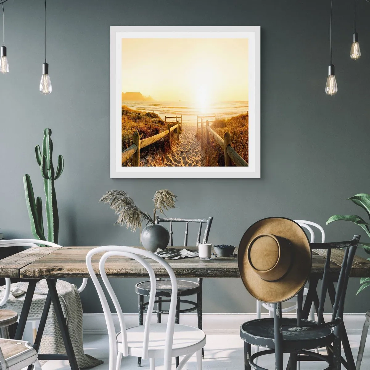 Poszter fekete keretben - A dűnén túl, a nap felé - 50x50 cm