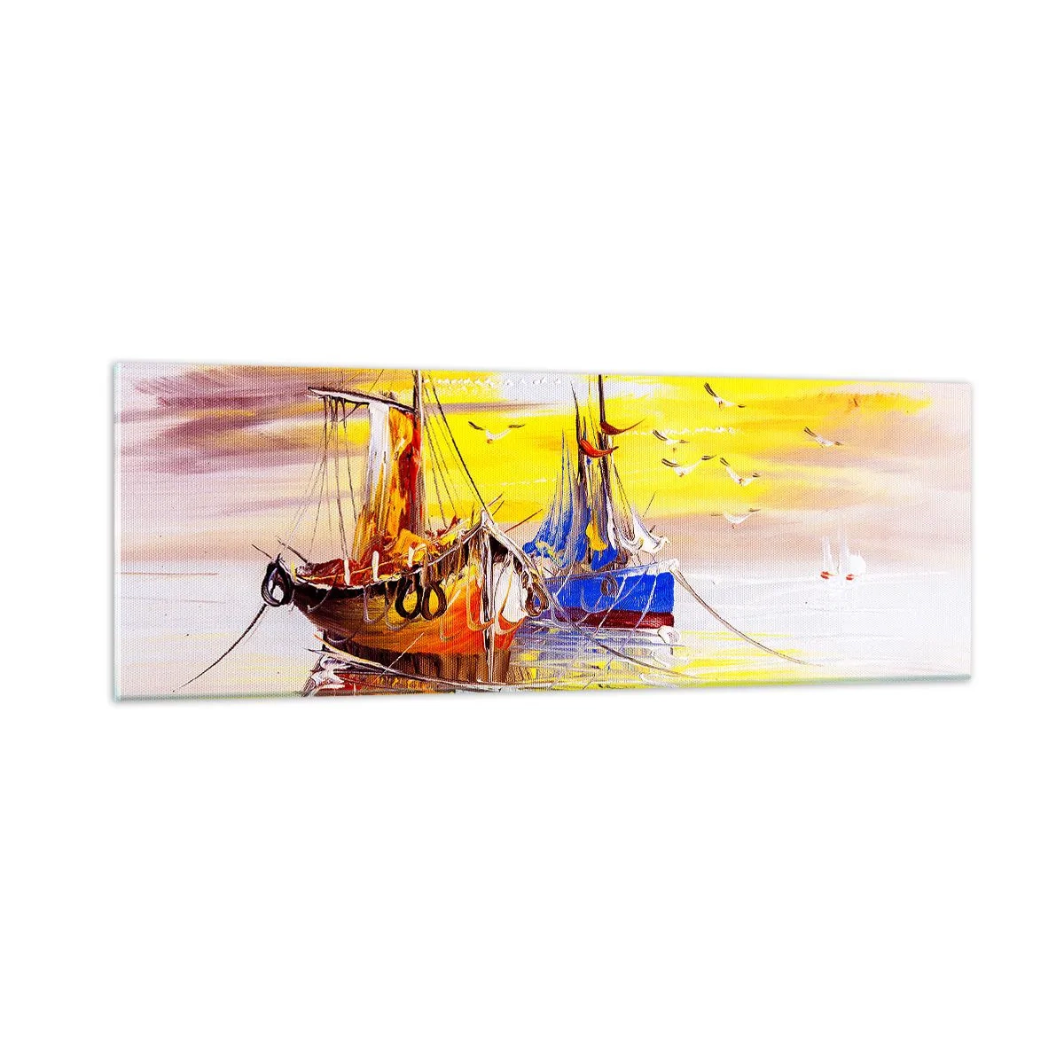 Üveg kép - Megérdemelt pihenés a kikötőben - 90x30 cm