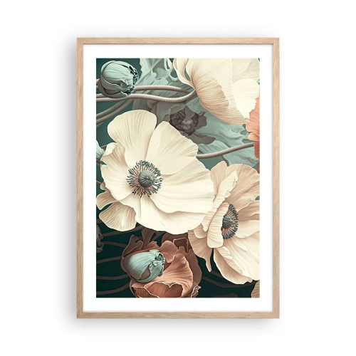 Poszter világos tölgy keretben - Pipacsok suttogása - 50x70 cm