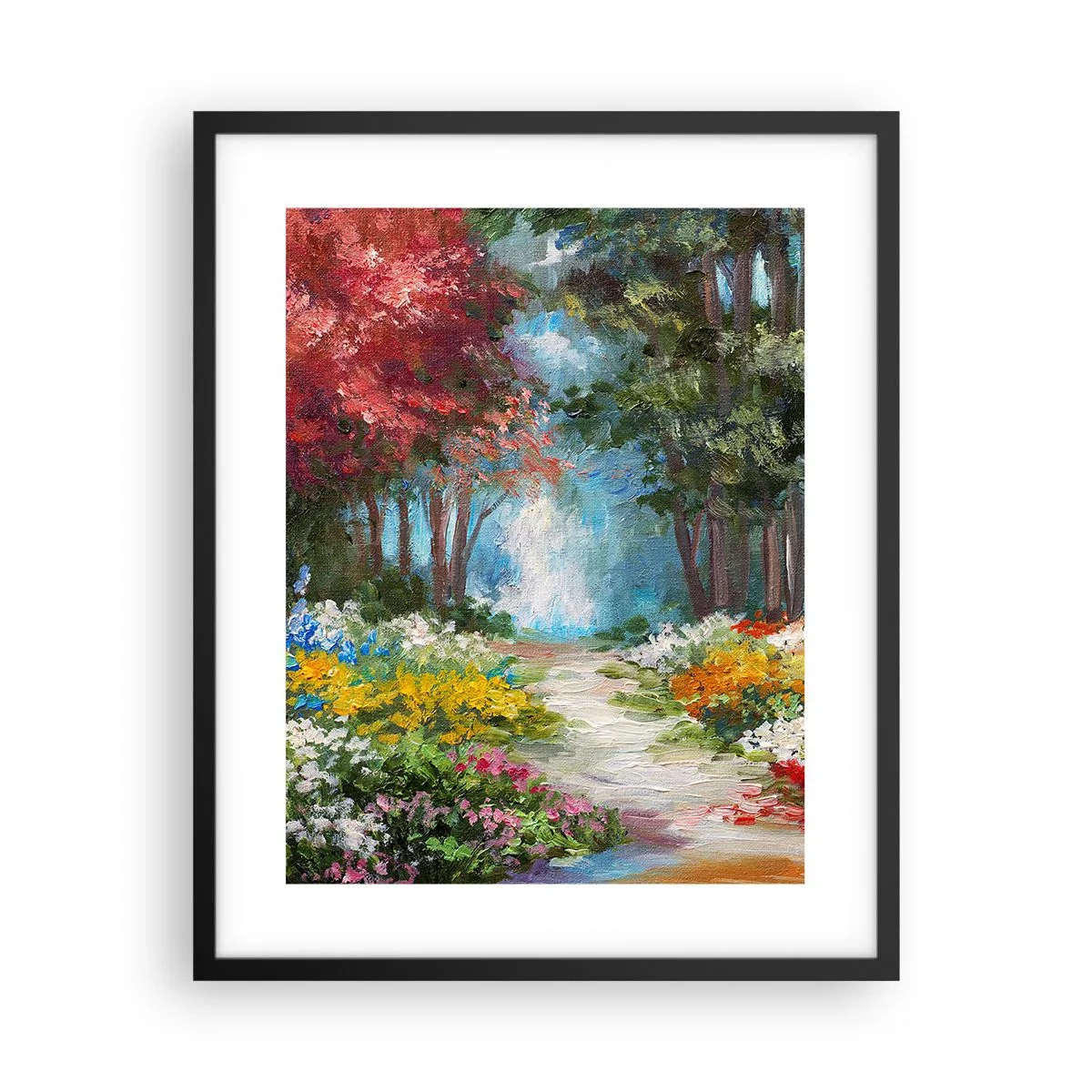 Poszter fehér keretben - Erdei kert, virágos erdő - 40x50 cm