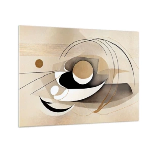Üveg kép - Minimalista absztrakció bézs színben geometrikus formákkal - 70x50cm - Kompozíció: a dolgok lényege - Modern fali dekoráció nappalihoz és hálószobához ARTTOR