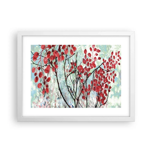 Poszter fekete keretben - Fa skarlát színben - 40x30 cm