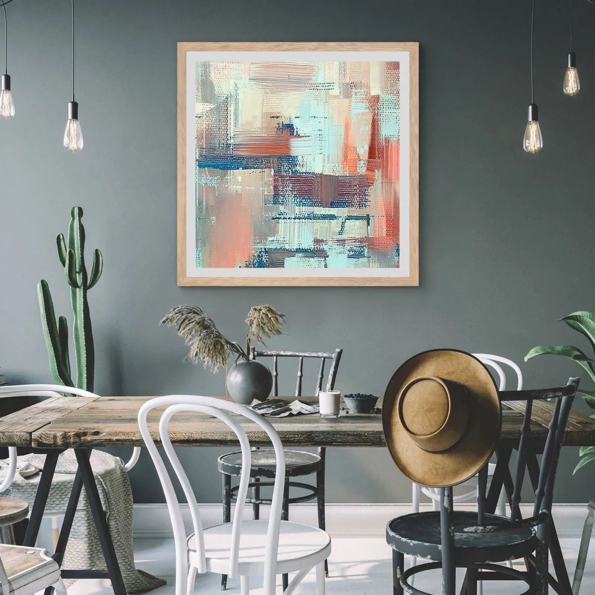 Poszter világos tölgy keretben - Elérve a fényt - 50x50 cm