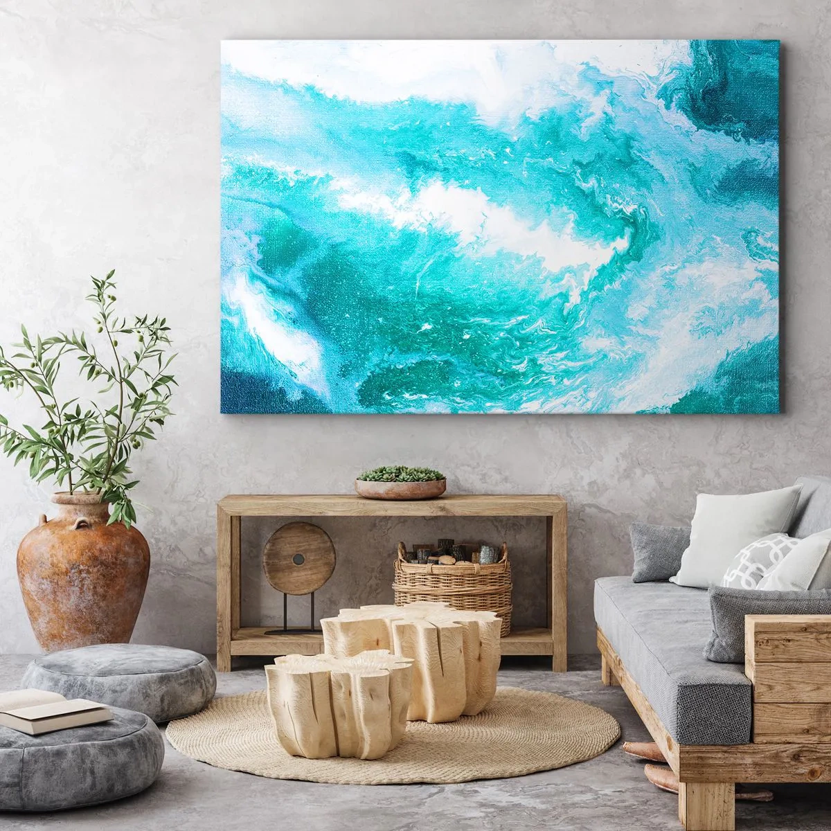 Vászonkép - Absztrakt örvény kék árnyalatokban - 70x50cm - Az elem magjában - Modern fali dekoráció nappalihoz és hálószobához ARTTOR
