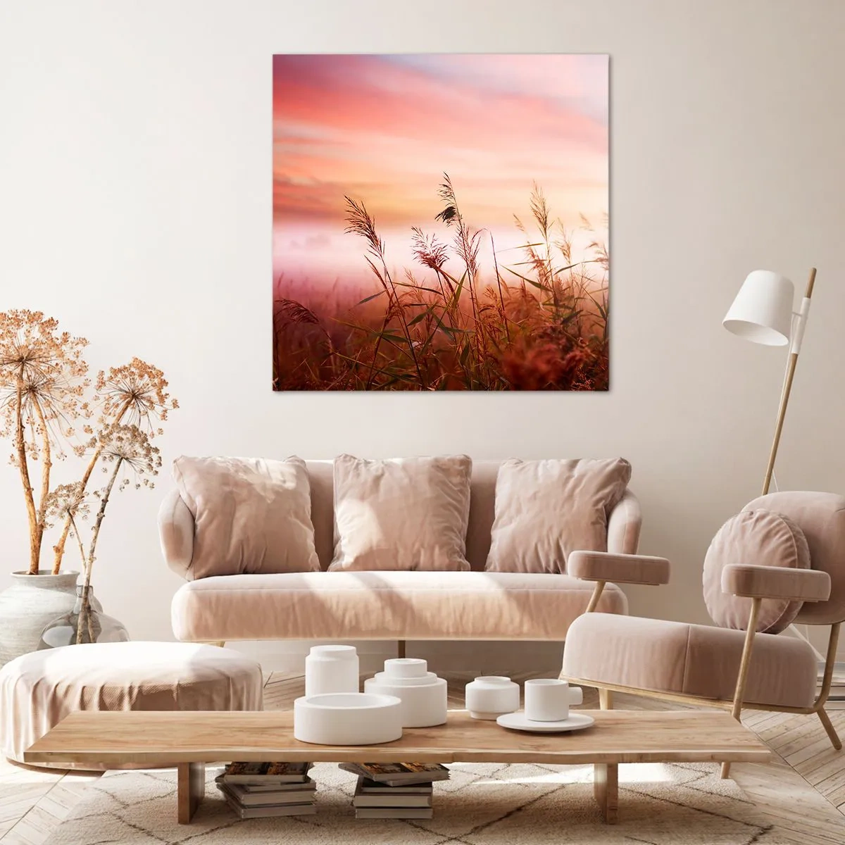 Vászonkép - Sárkányok, pitypangok, szél - 70x70 cm