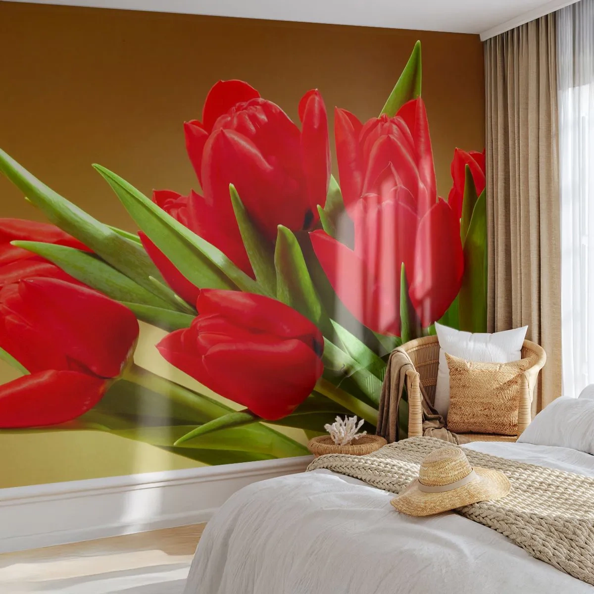 Fotótapéta Premium Sand - Egy csokor tavaszi öröm - Virágok, Tulipánok, Csokor virág - 100x70 cm