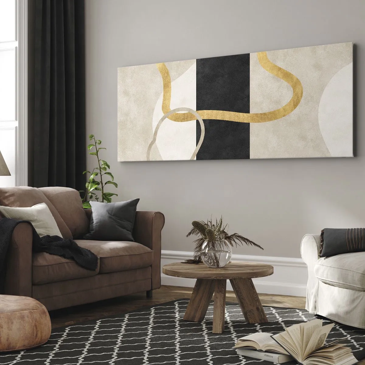 Vászonkép - Hurkolt formák - 100x40 cm