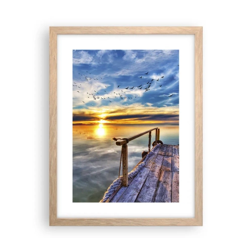 Poszter világos tölgy keretben - Megnyugszik a szél - 30x40 cm