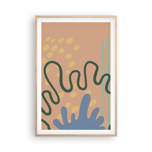 Poszter világos tölgy keretben - Absztrakció: a természet sokszínűsége - 61x91 cm