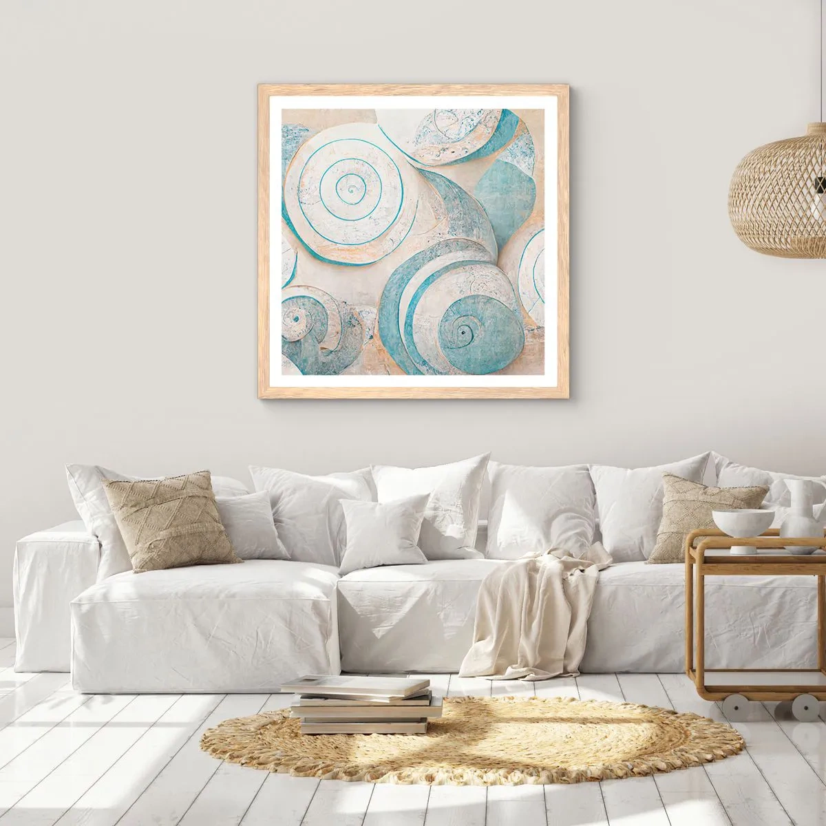 Poszter világos tölgy keretben - Mit rejt a kagyló? - 50x50 cm