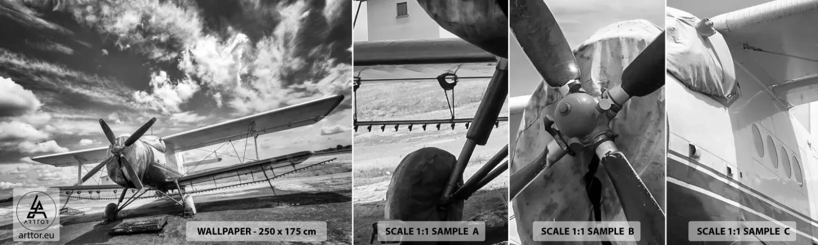 Fotótapéta Minta Öntapadós Deluxe Sticker - Alig várom! - Repülőgép, Repülőgép, Fekete és fehér - 100x30 cm