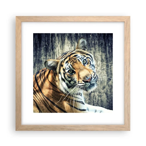 Poszter világos tölgy keretben - Portré a fénysugárban - 30x30 cm