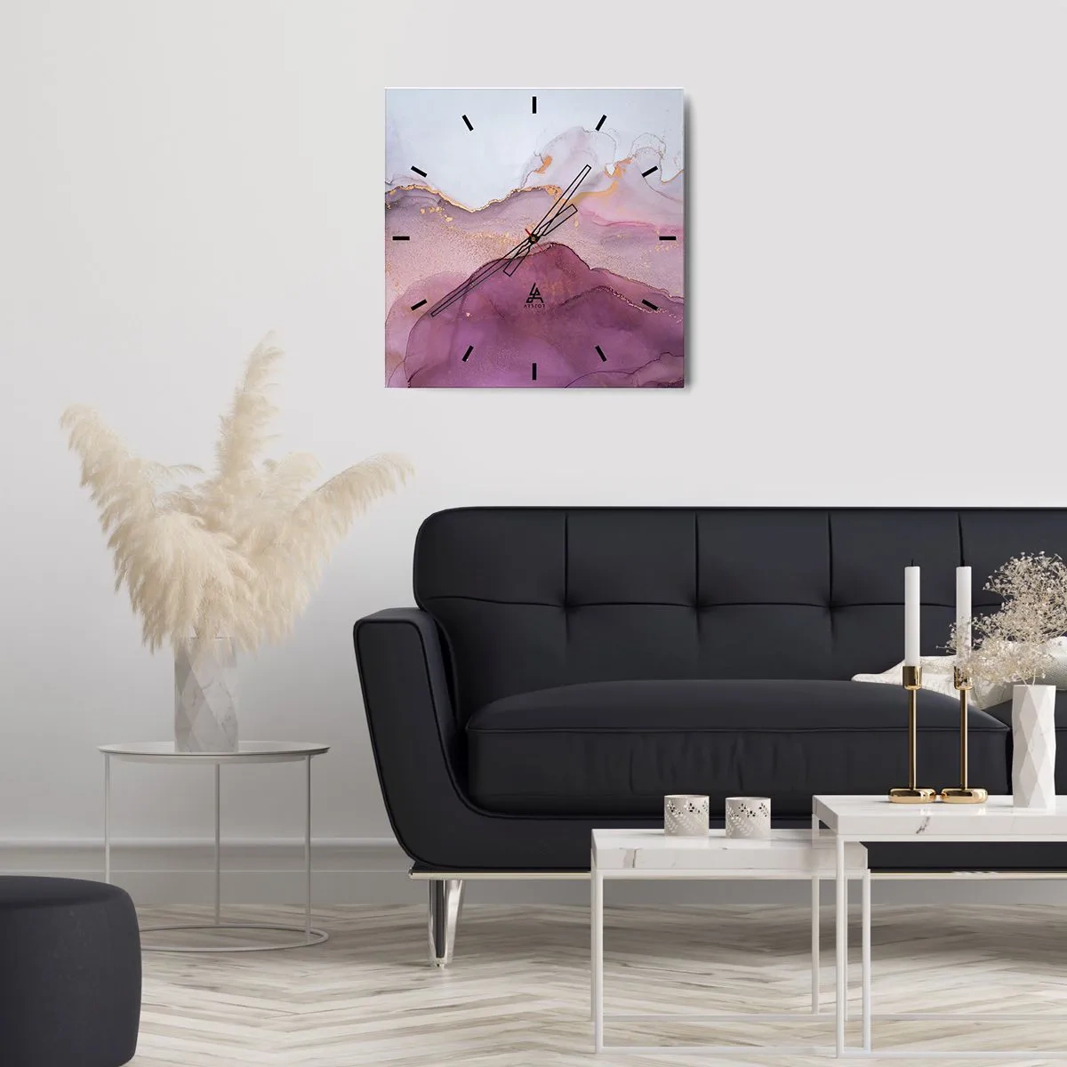 Falióra, Óra - Lila és orgonaszínű hullámok - 40x40 cm