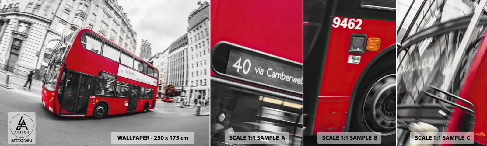 Fotótapéta Minta Standard Eco - London hagyományosan - by bus - Város, London, Piros busz - 100x30 cm