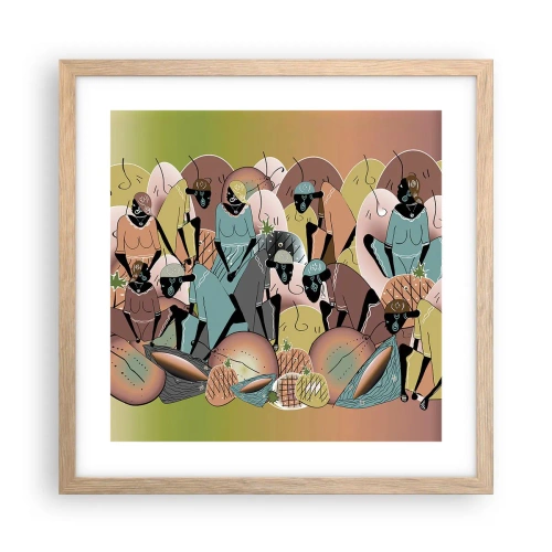 Poszter világos tölgy keretben - Jön a nagy ünnep - 40x40 cm