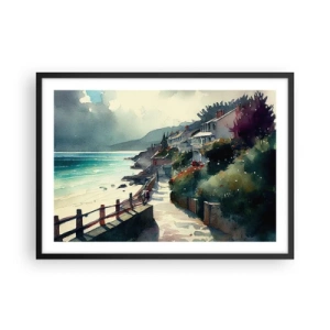 Poszter fehér keretben - Mediterrán város - 70x50 cm