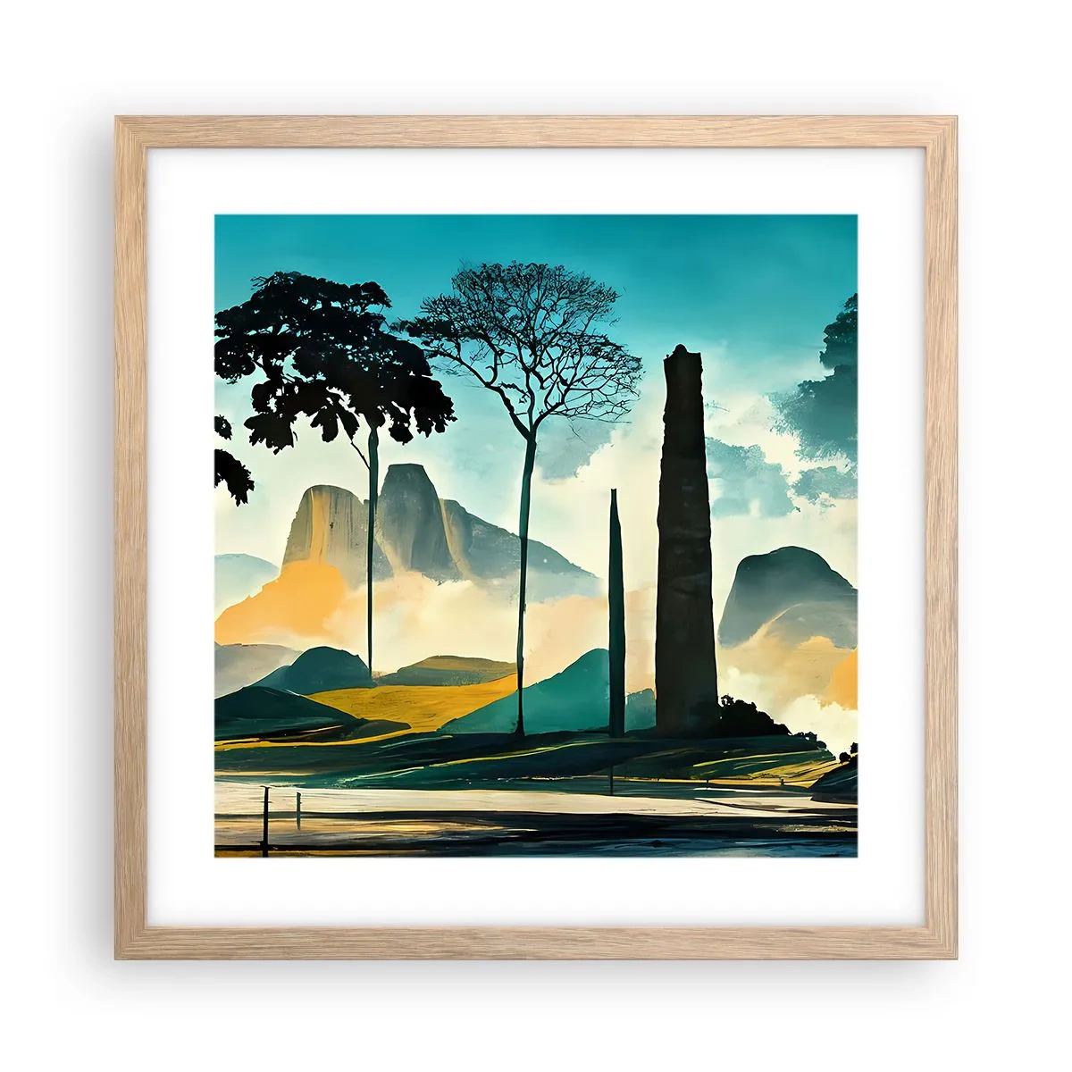 Poszter világos tölgy keretben - Mindíg magasabbra és magasabbra - 40x40 cm