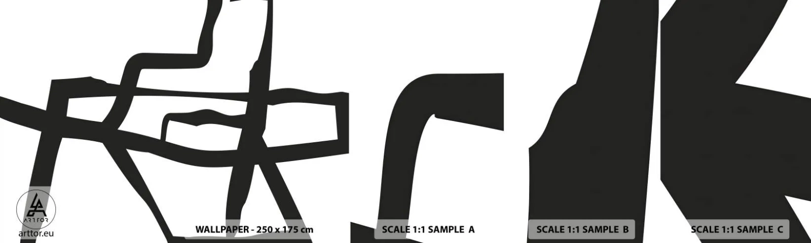 Fotótapéta Minta Standard Eco - Fekete-fehér konstrukció - Vonal, Fekete és fehér, Absztrakcionizmus - 100x30 cm