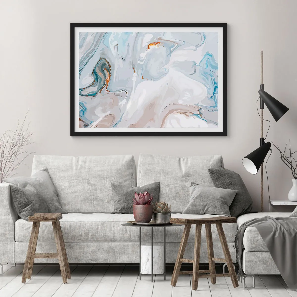 Poszter fehér keretben - Felhabzott fehér - 91x61 cm