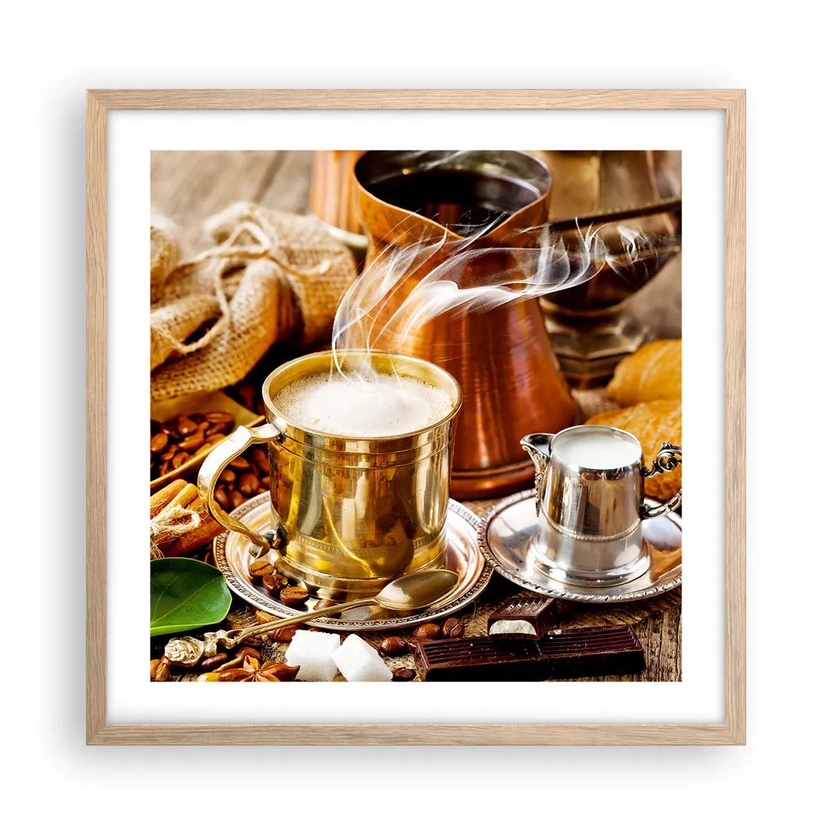 Poszter világos tölgy keretben - Szép napot! - 50x50 cm